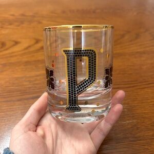 Anthropology Cocktail/ Whiskey Glass with “P” Monogram